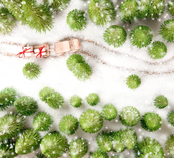 Christmas Gifts on a Car in the Forest — Stock Photo, Image