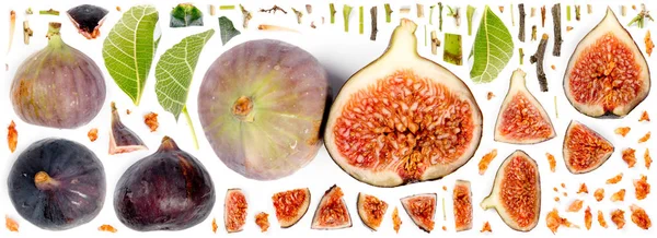 Fig Slice and Leaf Collection — ストック写真