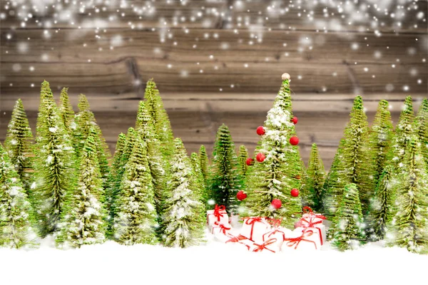 Vánoční strom a s dárky v lese — Stock fotografie