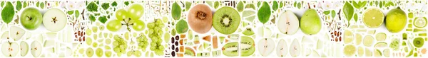 Φέτα πράσινων φρούτων και συλλογή φύλλων Εικόνα Αρχείου