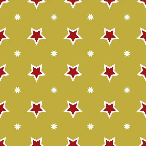 Seamless Pattern Stars Snowflakes Gold Background Vector — Stock Vector