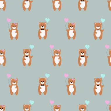 Tatlı hamster ve balonlarla kusursuz desen. Vektör illüstrasyonu.