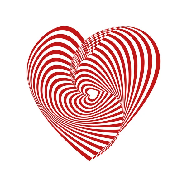 Ilusão Óptica Coração Branco Vermelho —  Vetores de Stock
