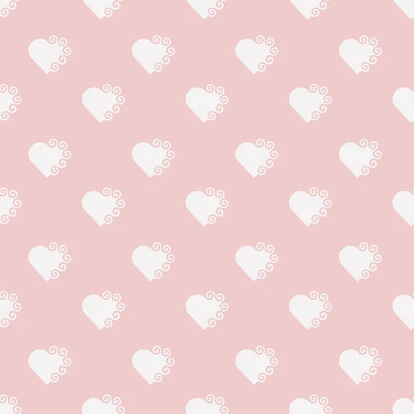 Patrón Sin Costuras Con Corazones Blancos Sobre Fondo Rosa Ilustración — Archivo Imágenes Vectoriales