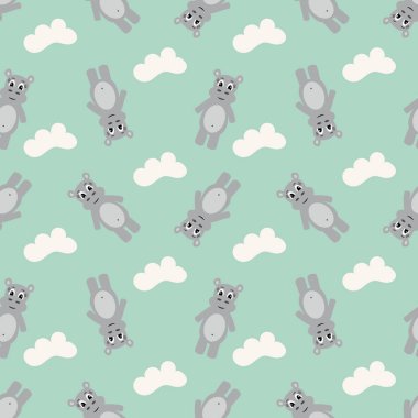 Çizgi film hippisi ile kusursuz desen. Çocuk baskısı, tekstil tasarımı..