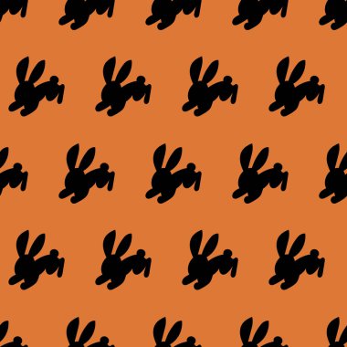 Siyah tavşanla kusursuz desen. Çocuklar için vektör illüstrasyonu.