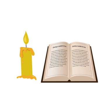 Mum ışığında fal baktırmak. Büyü, gelecek. Vektör illüstrasyonu.