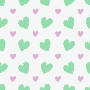 Nane ve pembe kalplerle kusursuz desen. Vektör illüstrasyonu.