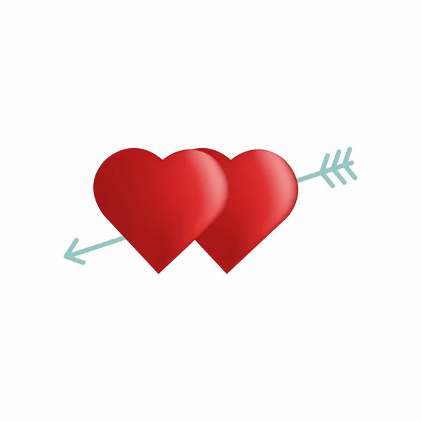 Гарне Червоне Серце Стрілою Листівка День Святого Валентина — стоковий вектор