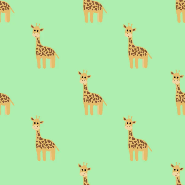 Modèle Sans Couture Avec Girafe Dessin Animé Illustration Vectorielle — Image vectorielle