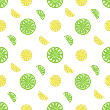 Limon ve limonlu kusursuz bir desen. Vektör illüstrasyonu.