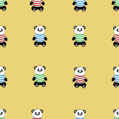Çizgi roman pandasıyla kusursuz desen. Vektör illüstrasyonu.