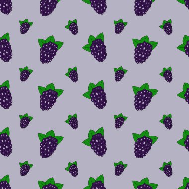 Böğürtlenli kusursuz desen. Böğürtlen. Vektör illüstrasyonu.