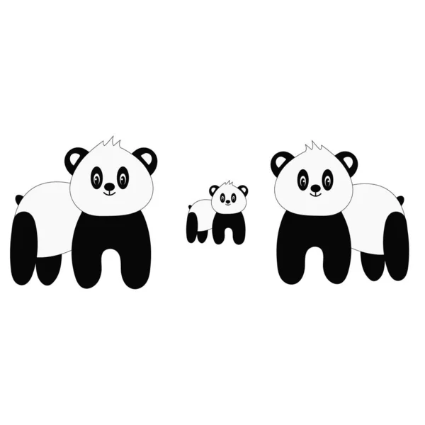 Carte Avec Dessin Animé Mignon Panda Sur Fond Blanc Illustration — Image vectorielle