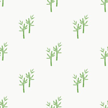 Beyaz arkaplanda bambu deseni var. Vektör.