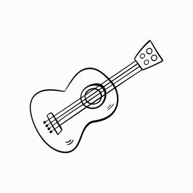 Gitar karalama ikonu. Elle çizim. Vektör illüstrasyonu.