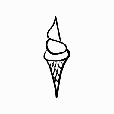 Dondurma karalama ikonu. Elle çizim. Vektör çizimi. Boyama kitabı.