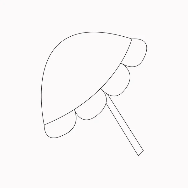 Ombrellone Disegnato Mano Ombrellone Contorno Nero Isolato Fondo Bianco Elemento — Vettoriale Stock
