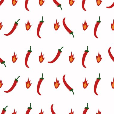 Kusursuz desenli sıcak kırmızı biber. Vektör illüstrasyonu.