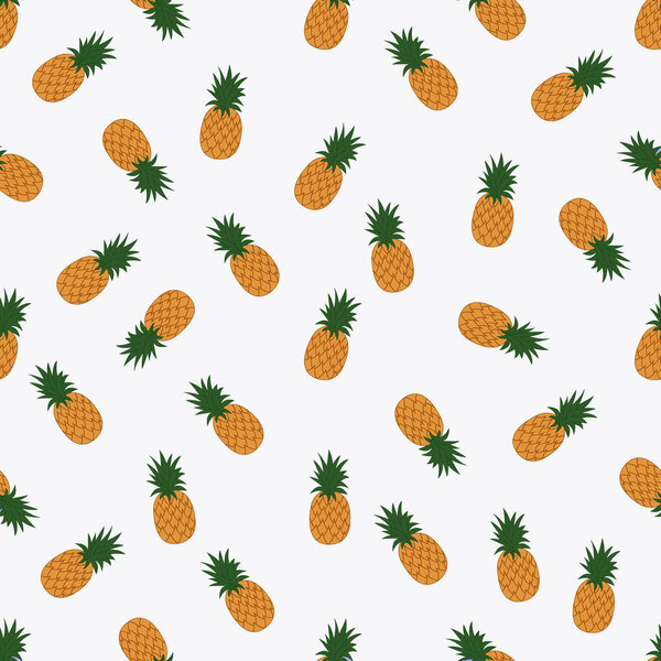Seamless pattern with pineapples on a white background. Vector illustration.