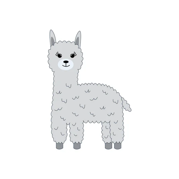 Lindo Dibujo Animado Alpaca Llama Ilustración Vectorial Estilo Plano — Vector de stock