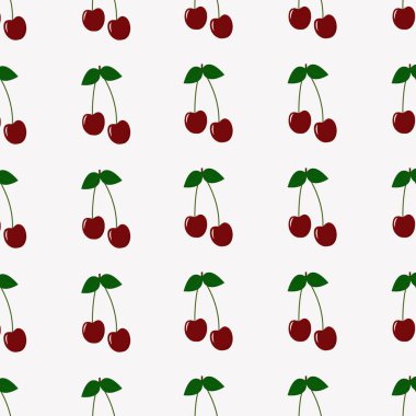 Kusursuz desenli, sulu vişneli. Vektör illüstrasyonu.