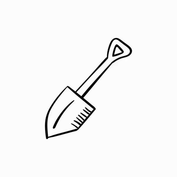 Schaufel Doodle Symbol Zeichnen Von Hand Vektorillustration — Stockvektor