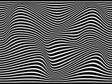 Siyah ve beyaz soyut çizgili arka plan. Optik sanat. Vektör.