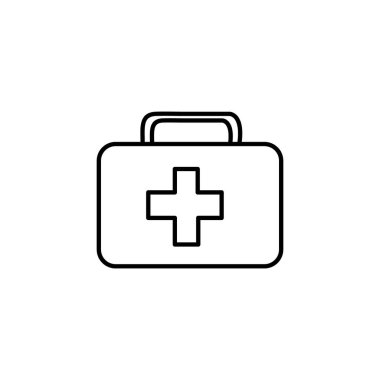 Tıbbi bavul. Doodle ikonu. Elle çizim. Boyama kitabı. Vektör illüstrasyonu.