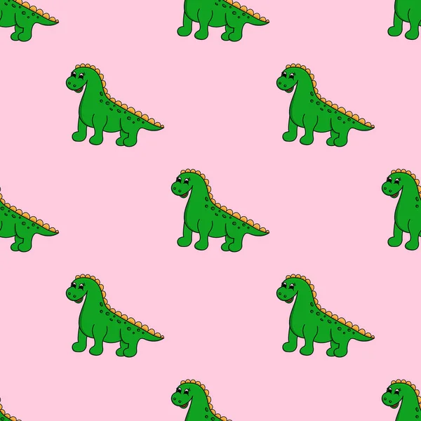Renkli dinozorla kusursuz bir desen. Vektör illüstrasyonu.