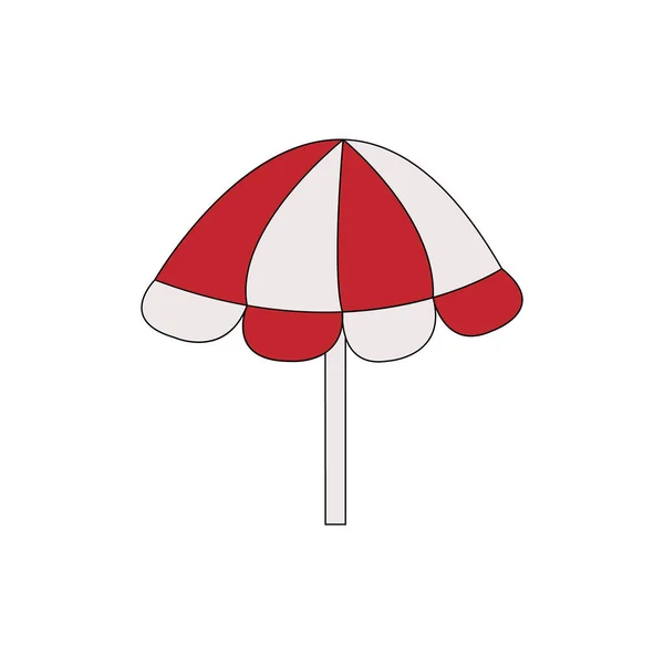 Ručně Kreslený Plážový Deštník Vektorová Ilustrace — Stockový vektor