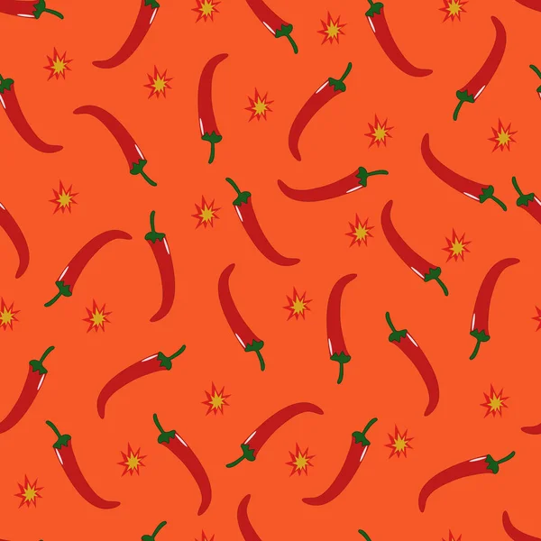 Seamless Pattern Hot Chilli Peppers Vector Illustration — Stock vektor