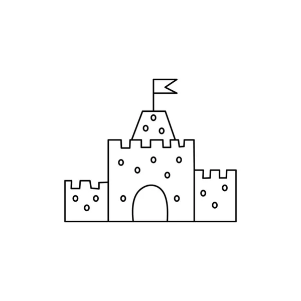 Icona Scarabocchiare Castello Sabbia Disegno Mano Libro Colorare Illustrazione Vettoriale — Vettoriale Stock