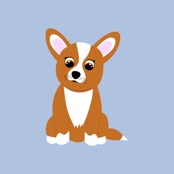 Cartoon Cute Corgi Vector Illustration Flat Style — Stock Vector