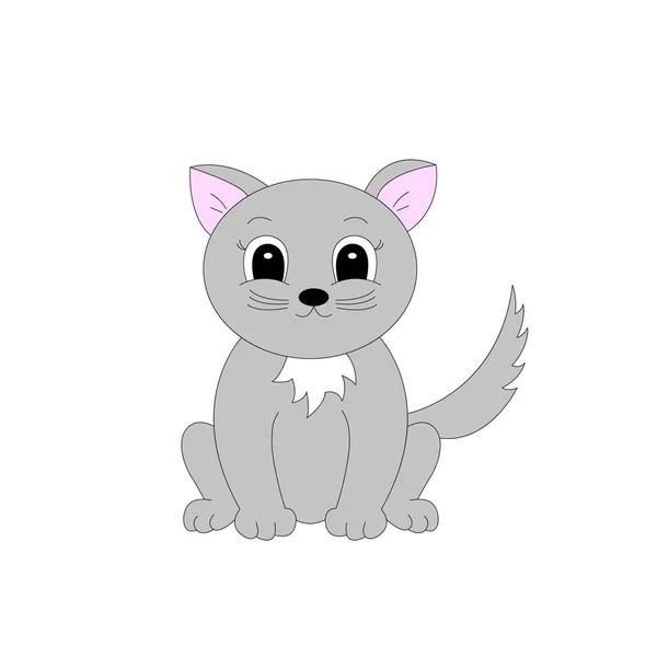 Gato Lindo Dibujos Animados Ilustración Vectorial Para Niños — Vector de stock