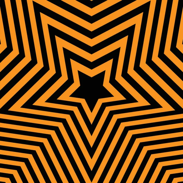 Abstrakte Optische Täuschung Hintergrund Mit Einem Stern Schwarz Und Orange — Stockvektor