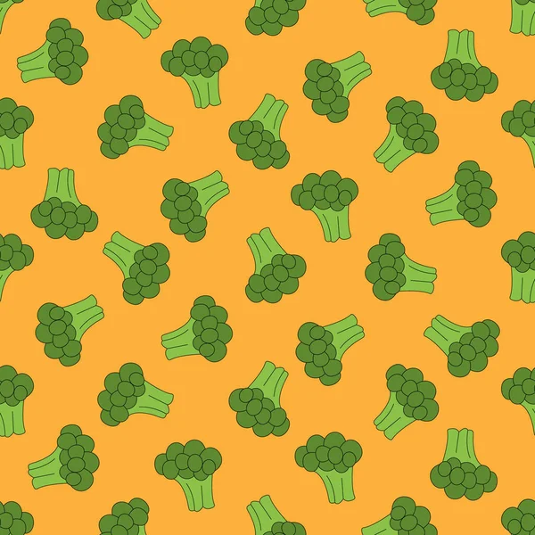 Sömlöst Mönster Med Broccoli Vektorillustration — Stock vektor