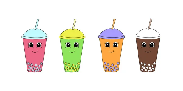 Netter Cartoon Bubble Tea Vektorillustration — Stockvektor