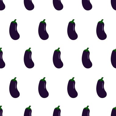 Olgun patlıcan. Vektör düz çizim. Kusursuz desen.