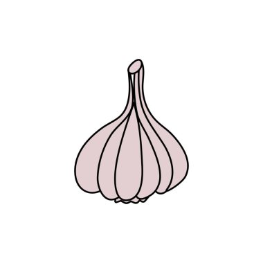 Sarımsak. Vektör düz çizim. Doodle ögesi.