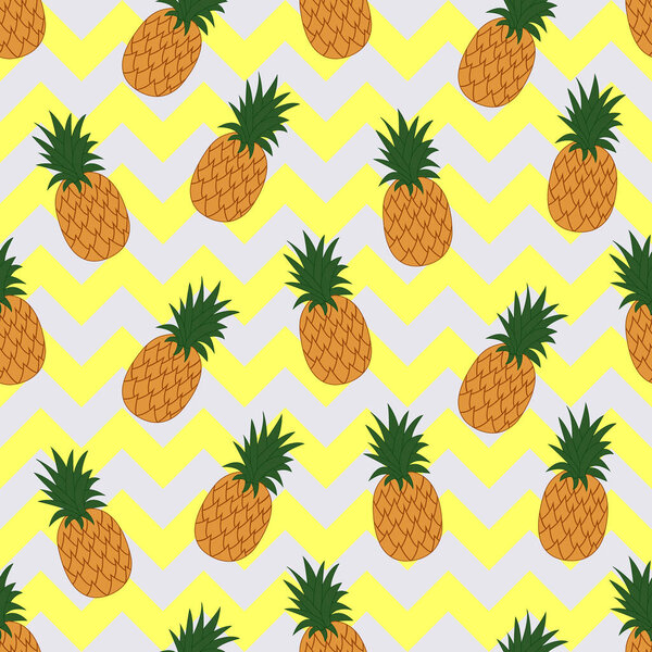 Seamless pattern with pineapples. Vector illustration.