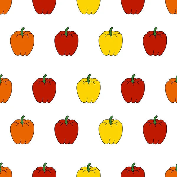 Patrón Sin Costuras Pimentón Naranja Amarillo Rojo Ilustración Vectorial — Archivo Imágenes Vectoriales