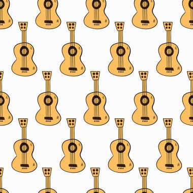 Gitarlı kusursuz desen. Karalama elemanı. Vektör illüstrasyonu.