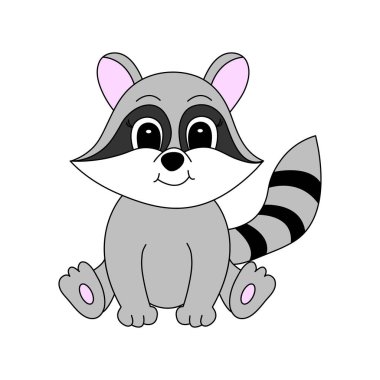 Çizgi film sevimli rakunu. Çocuklar için vektör illüstrasyonu.