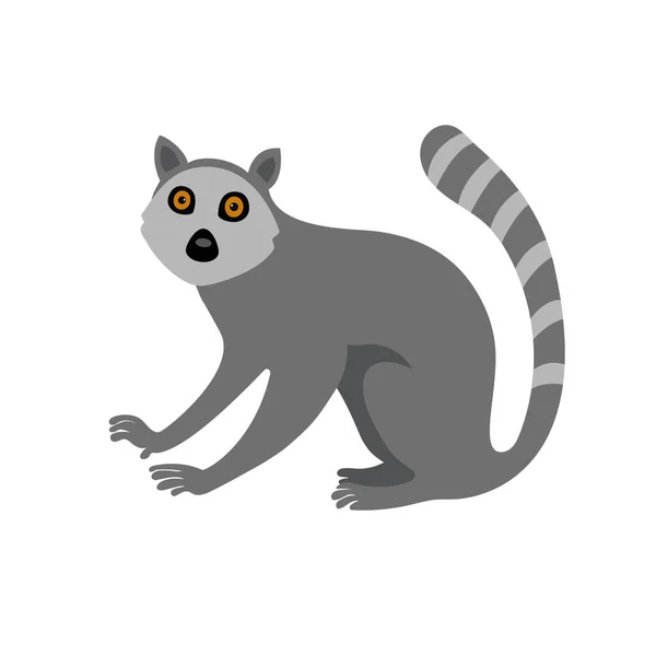 Söt Tecknad Lemur Vektor Platt Illustration — Stock vektor