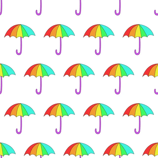 Paraguas Colorido Ilustración Plana Vectorial Patrón Sin Costura — Vector de stock