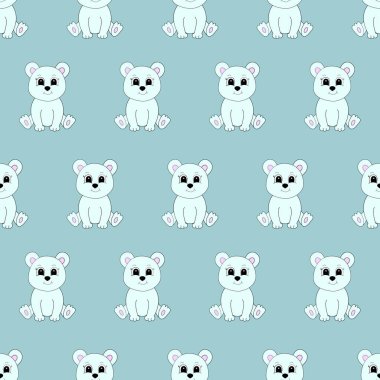 Tatlı çizgi film kutup ayısı. Çocuklar için vektör illüstrasyonu. Kusursuz desen.