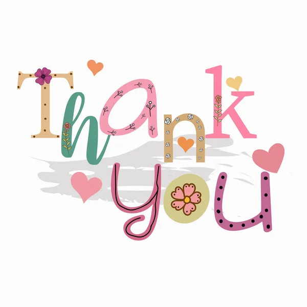 Thank You Text Decorated Hearts Illustration Thank You — Stock Vector