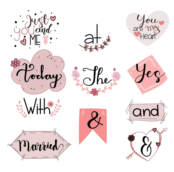 Catchword Set Disegnato Mano Amore Infinito — Vettoriale Stock