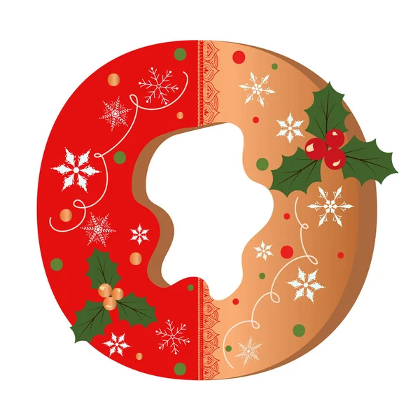 Lettera Alfabeto Biscotto Con Fiori Natale Fiocchi Neve Cookie Illustrativo — Vettoriale Stock